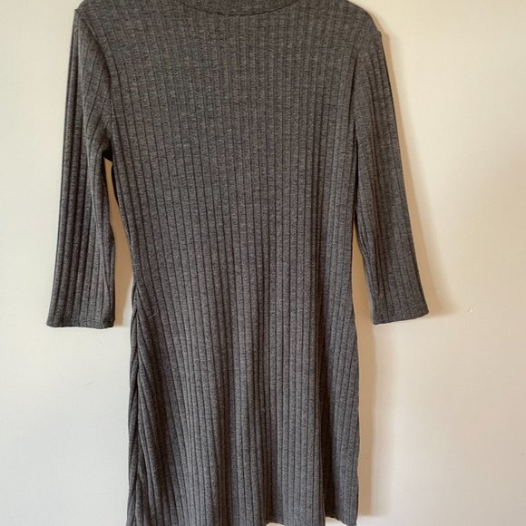 Grey Knit Button Dress - Picture 3 of 4
